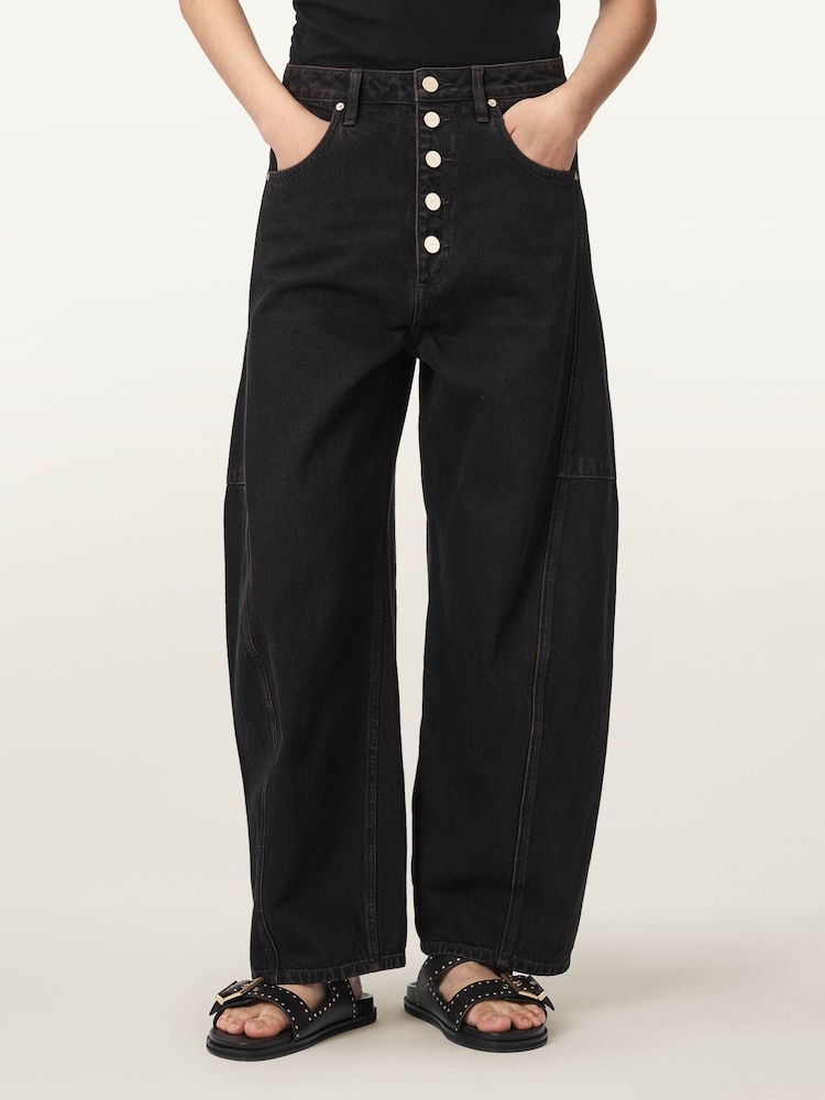 AllSaints Black Carter Button Jeans - Image 1 of 8
