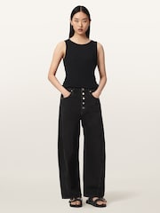 AllSaints Black Carter Button Jeans - Image 2 of 8
