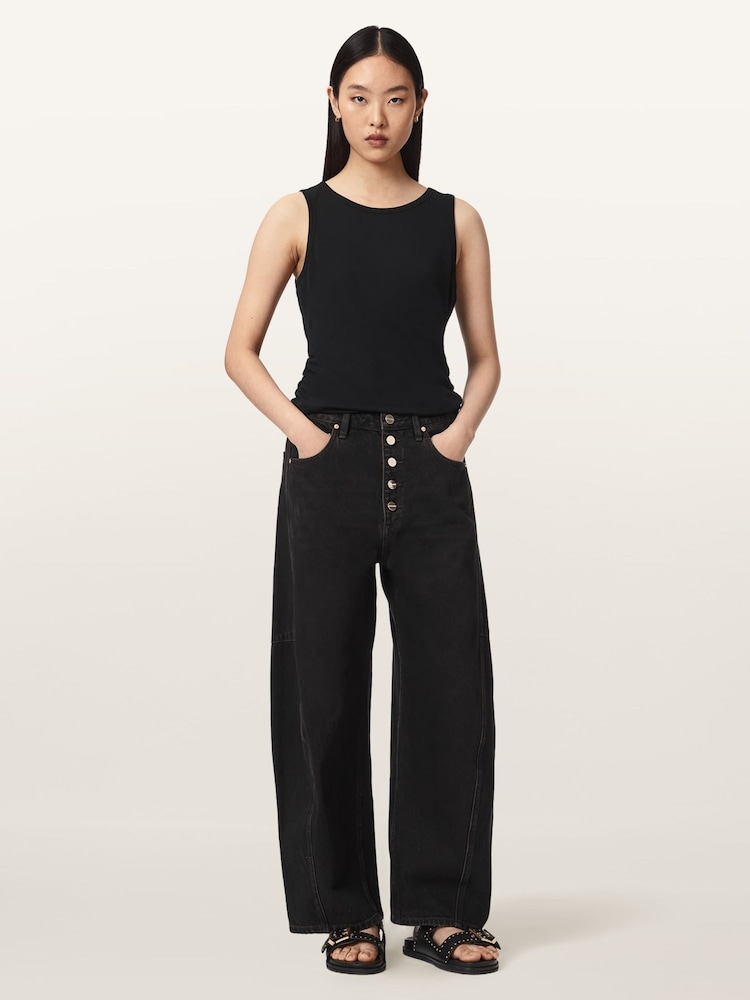 AllSaints Black Carter Button Jeans - Image 2 of 8
