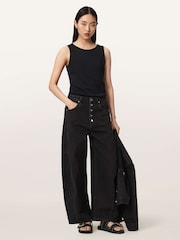 AllSaints Black Carter Button Jeans - Image 6 of 8
