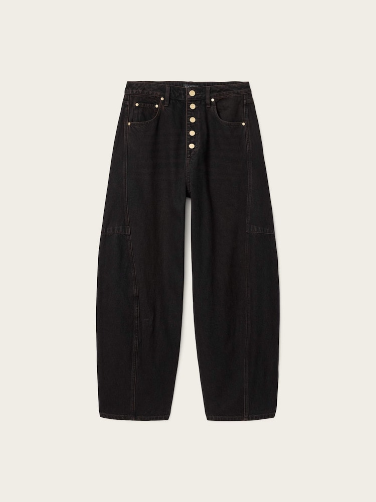 AllSaints Black Carter Button Jeans - Image 8 of 8