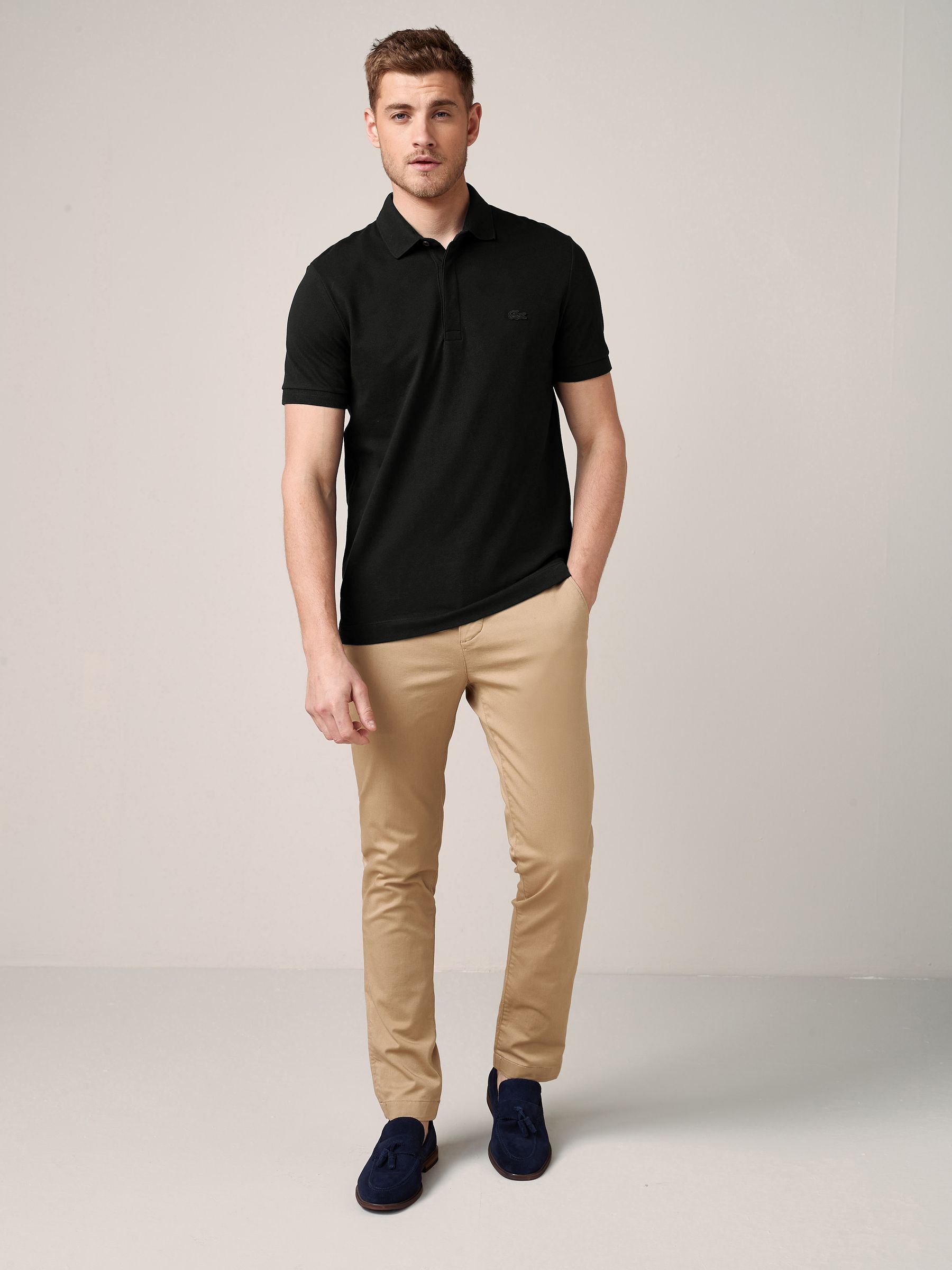 Buy Lacoste Black Regular Fit Tonal Short Sleeve Polo Shirt from the ...