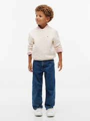 Tommy Hilfiger Cream Cable Knit Crew Neck Jumper - Image 3 of 5