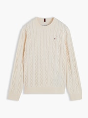 Tommy Hilfiger Cream Cable Knit Crew Neck Jumper - Image 5 of 5