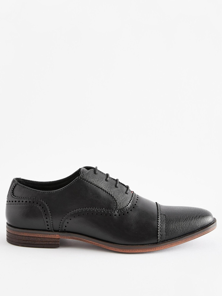 Black Oxford Toe Cap Shoes - Image 2 of 5