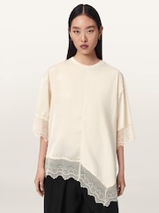 AllSaints White Lenny Lace T-Shirt - Image 1 of 6