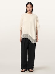 AllSaints White Lenny Lace T-Shirt - Image 2 of 6