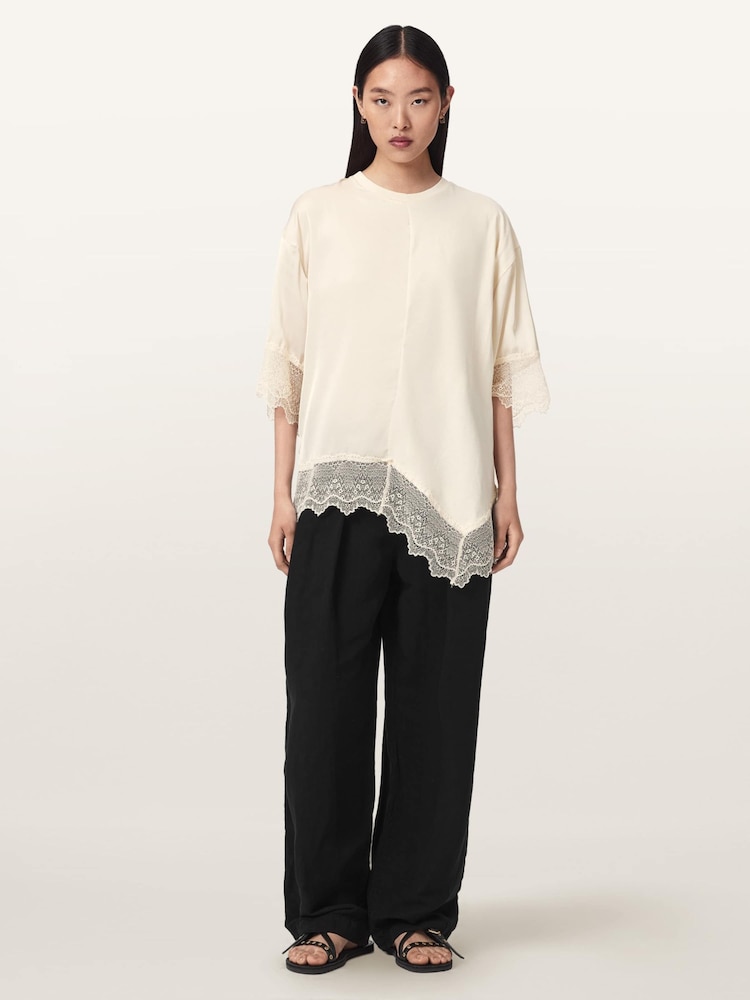 AllSaints White Lenny Lace T-Shirt - Image 2 of 6