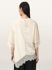 AllSaints White Lenny Lace T-Shirt - Image 3 of 6