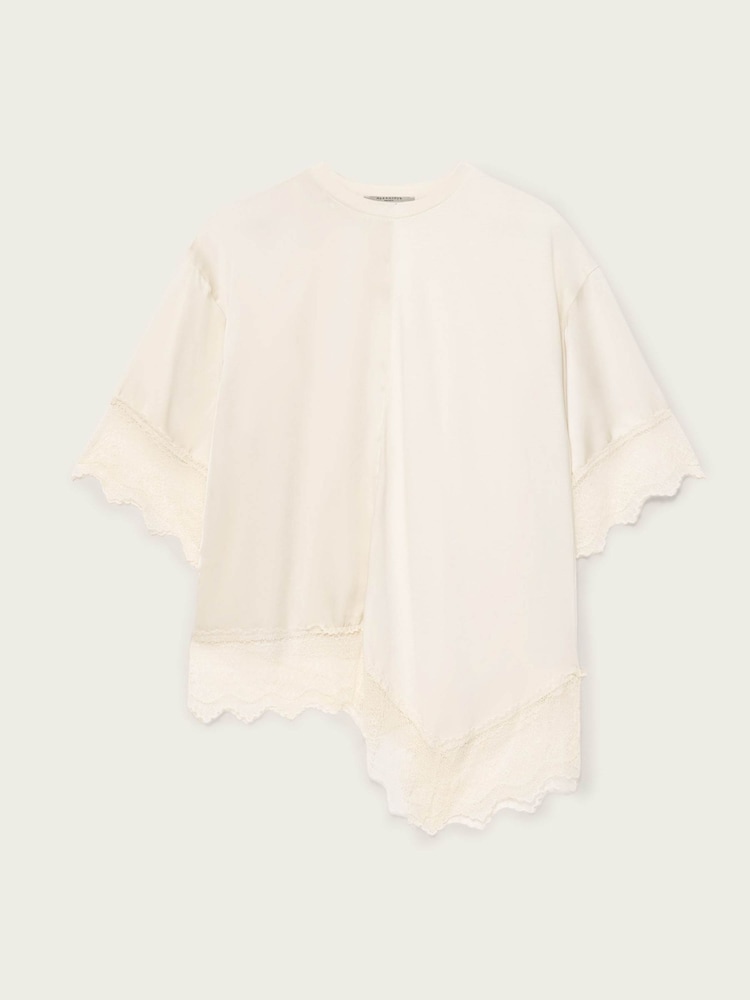 AllSaints White Lenny Lace T-Shirt - Image 6 of 6