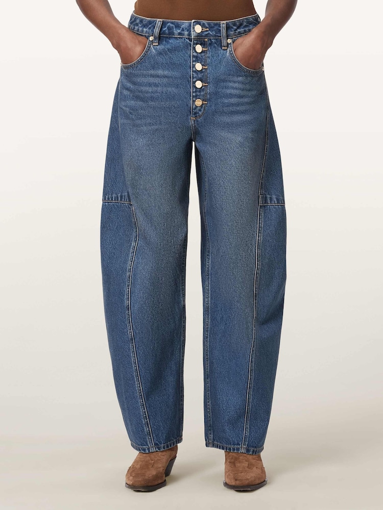 AllSaints Blue Carter Button Jeans - Image 1 of 8 AllSaints Blue Carter Button Jeans - Image 1 of 8