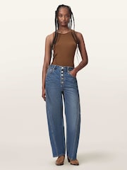 AllSaints Blue Carter Button Jeans - Image 2 of 8