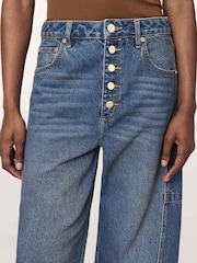 AllSaints Blue Carter Button Jeans - Image 3 of 8