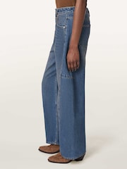 AllSaints Blue Carter Button Jeans - Image 4 of 8
