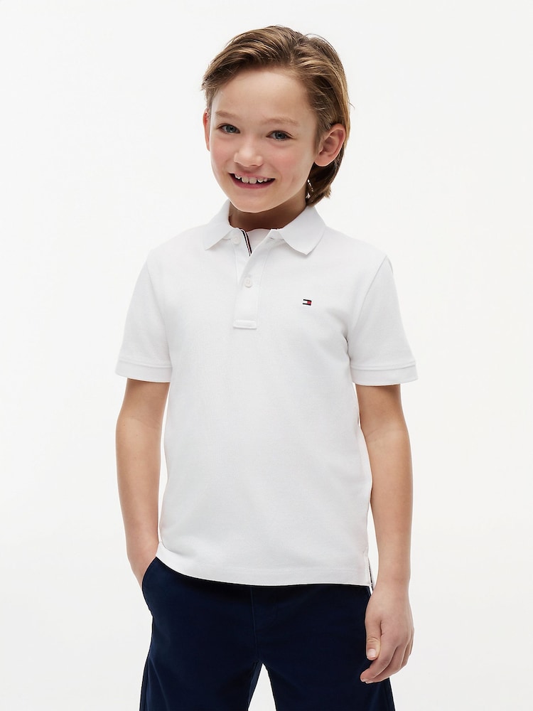 Balta - Tommy Hilfiger Essential Regular Fit Signature polo marškinėliai - 1 paveikslėlis iš 8