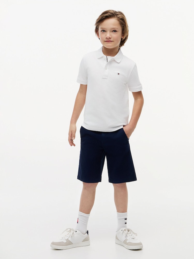 Balta - Tommy Hilfiger Essential Regular Fit Signature polo marškinėliai - 2 paveikslėlis iš 8