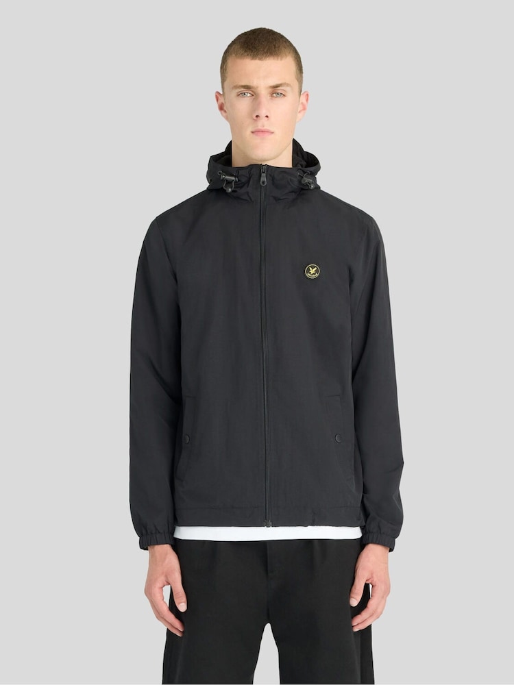 Lyle & Scott Black Circular Badge Zip Through Jacket - Image 1 of 5 Lyle & Scott Black Circular Badge Zip Through Jacket - Image 1 of 5
