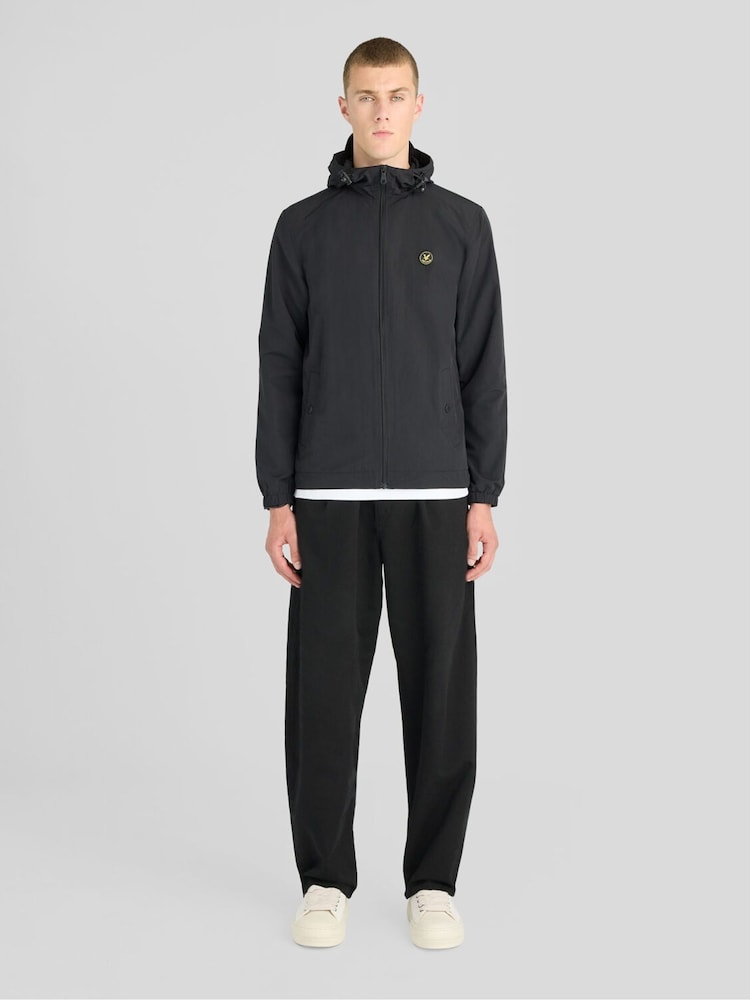 Lyle & Scott Black Circular Badge Zip Through Jacket - Image 2 of 5 Lyle & Scott Black Circular Badge Zip Through Jacket - Image 2 of 5