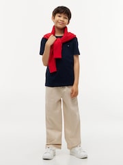 Blauw - Tommy Hilfiger Essential T-shirt met geborduurde vlag en ronde hals - Afbeelding 2 van 7