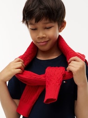 Blauw - Tommy Hilfiger Essential T-shirt met geborduurde vlag en ronde hals - Afbeelding 3 van 7
