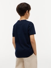 Blauw - Tommy Hilfiger Essential T-shirt met geborduurde vlag en ronde hals - Afbeelding 4 van 7