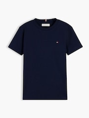 Blauw - Tommy Hilfiger Essential T-shirt met geborduurde vlag en ronde hals - Afbeelding 5 van 7