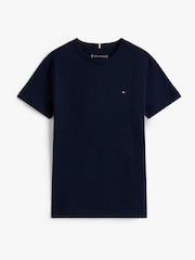 Blauw - Tommy Hilfiger Essential T-shirt met geborduurde vlag en ronde hals - Afbeelding 6 van 7