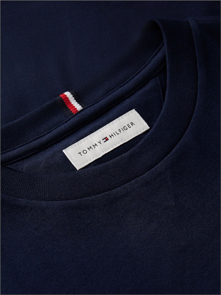 Blauw - Tommy Hilfiger Essential T-shirt met geborduurde vlag en ronde hals - Afbeelding 7 van 7