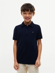 Tamsiai mėlyna - Tommy Hilfiger Essential Regular Fit Signature polo marškinėliai - 1 paveikslėlis iš 6