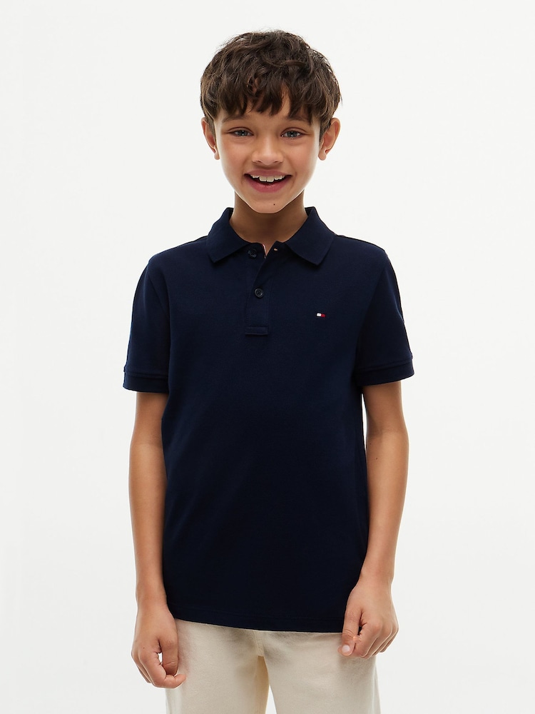 Tamsiai mėlyna - Tommy Hilfiger Essential Regular Fit Signature polo marškinėliai - 1 paveikslėlis iš 6