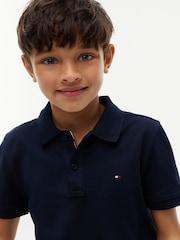 Tamsiai mėlyna - Tommy Hilfiger Essential Regular Fit Signature polo marškinėliai - 3 paveikslėlis iš 6