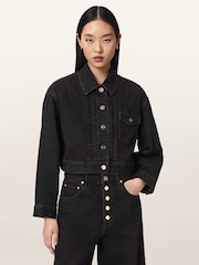 AllSaints Black Blink Cropped Jacket - Image 1 of 6