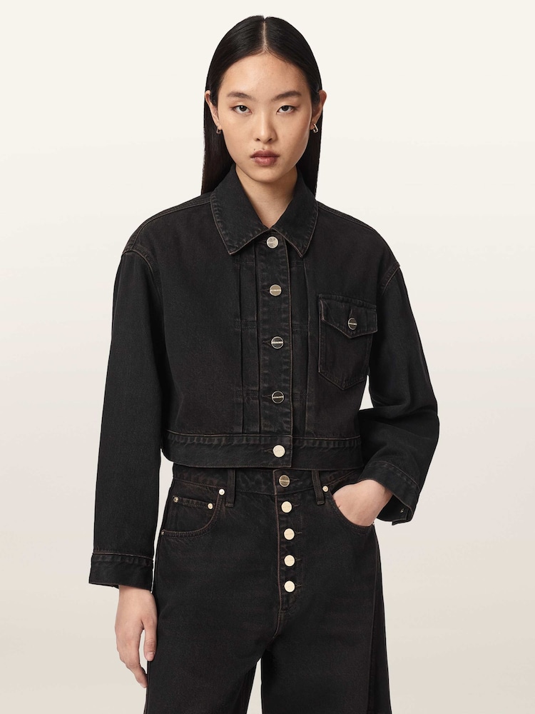 AllSaints Black Blink Cropped Jacket - Image 1 of 6