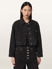 AllSaints Black Blink Cropped Jacket - Image 4 of 6