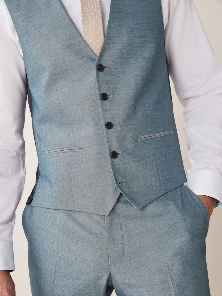 Bleu clair - Coupe ajustée Two Button Suit Veste - Image 6 of 9