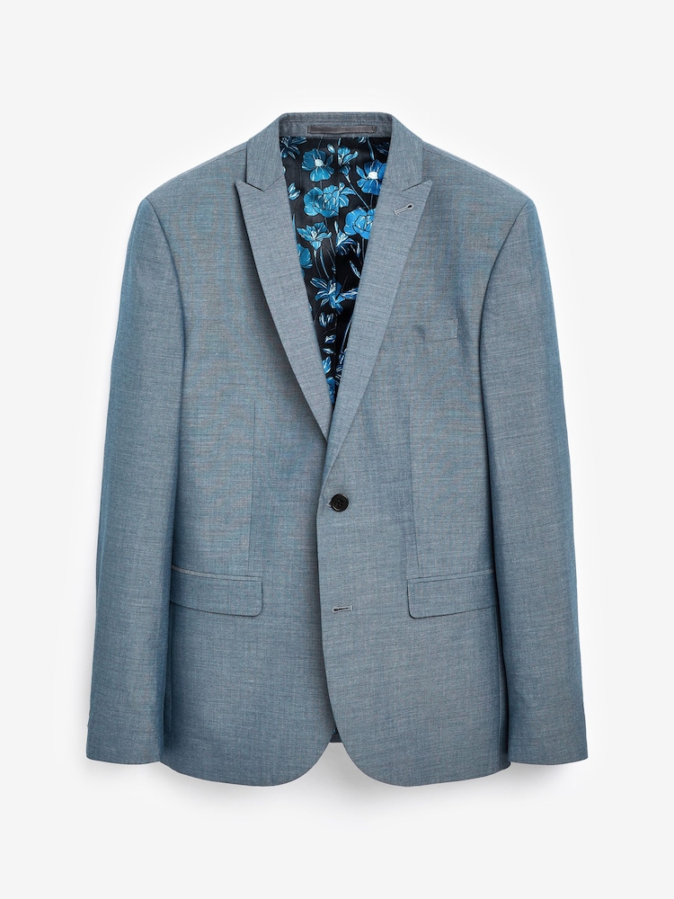 Bleu clair - Coupe ajustée Two Button Suit Veste - Image 7 of 9