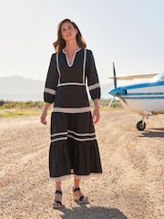 Pure Collection Contrast Trim Black Dress - Image 1 of 4