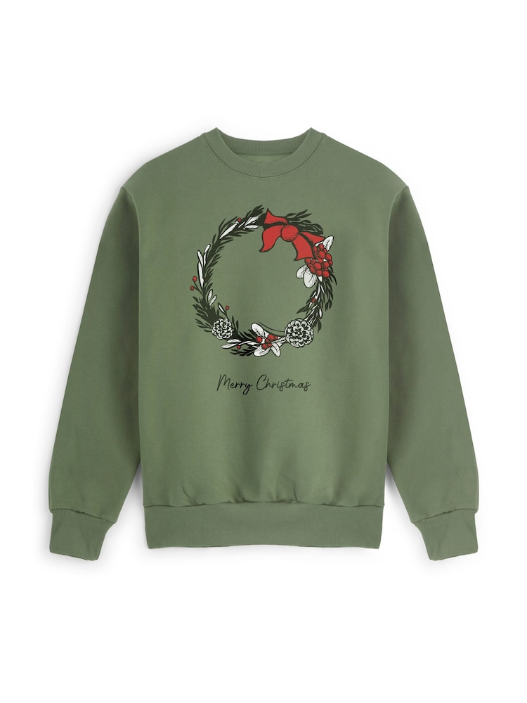 Christmas Wreath Sweatshirt by Stitch Style - Image 2 of 5 Christmas Wreath Sweatshirt by Stitch Style - Image 2 of 5