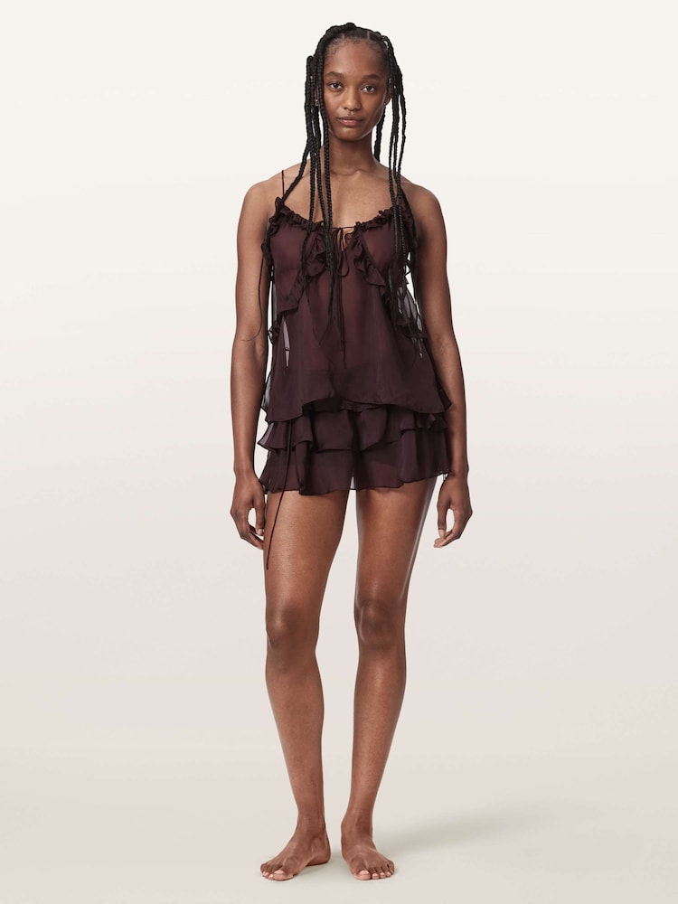 AllSaints Red Nyx Silk Mini Skirt - Image 2 of 6