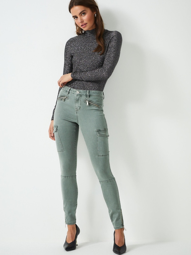Salbeigrün - Cargo-Skinny-Jeans - Bild 1 von 6