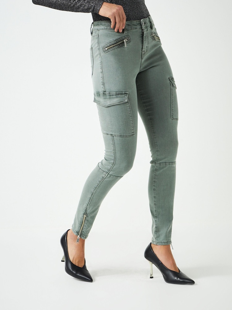 Salbeigrün - Cargo-Skinny-Jeans - Bild 2 von 6