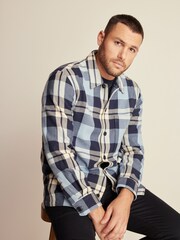 Blue Textured Check Shacket - Image 2 of 9