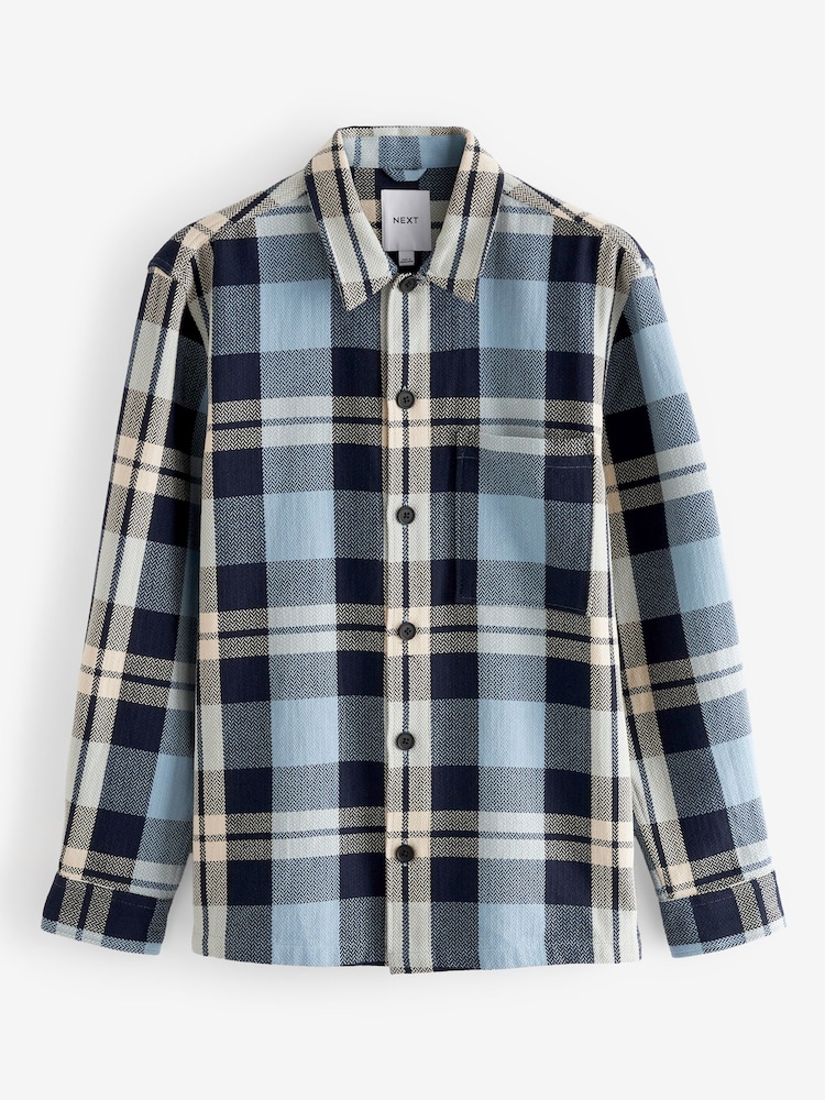 Blue Textured Check Shacket - Image 9 of 9