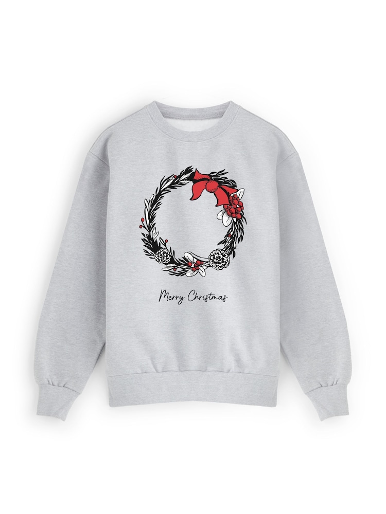 Christmas Wreath Sweatshirt By Stitch Style - Image 2 of 5 Christmas Wreath Sweatshirt By Stitch Style - Image 2 of 5