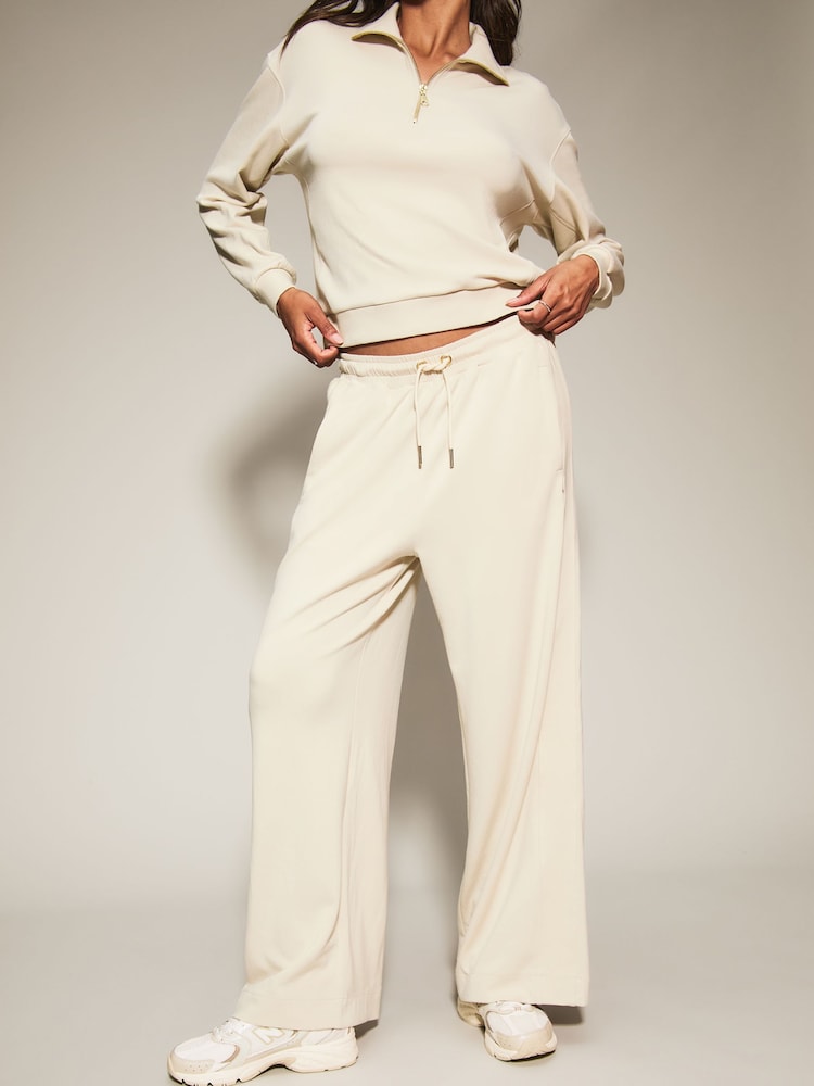 Knickerbox Cream Scuba Wide Leg Trousers - Image 1 of 5 Knickerbox Cream Scuba Wide Leg Trousers - Image 1 of 5
