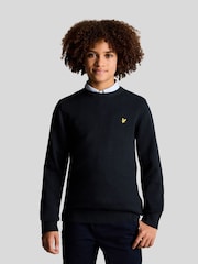 Lyle & Scott Navy Blue Boys Crew Neck Knitted 100% Cotton Jumper - Image 1 of 5