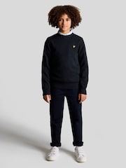 Lyle & Scott Navy Blue Boys Crew Neck Knitted 100% Cotton Jumper - Image 2 of 5