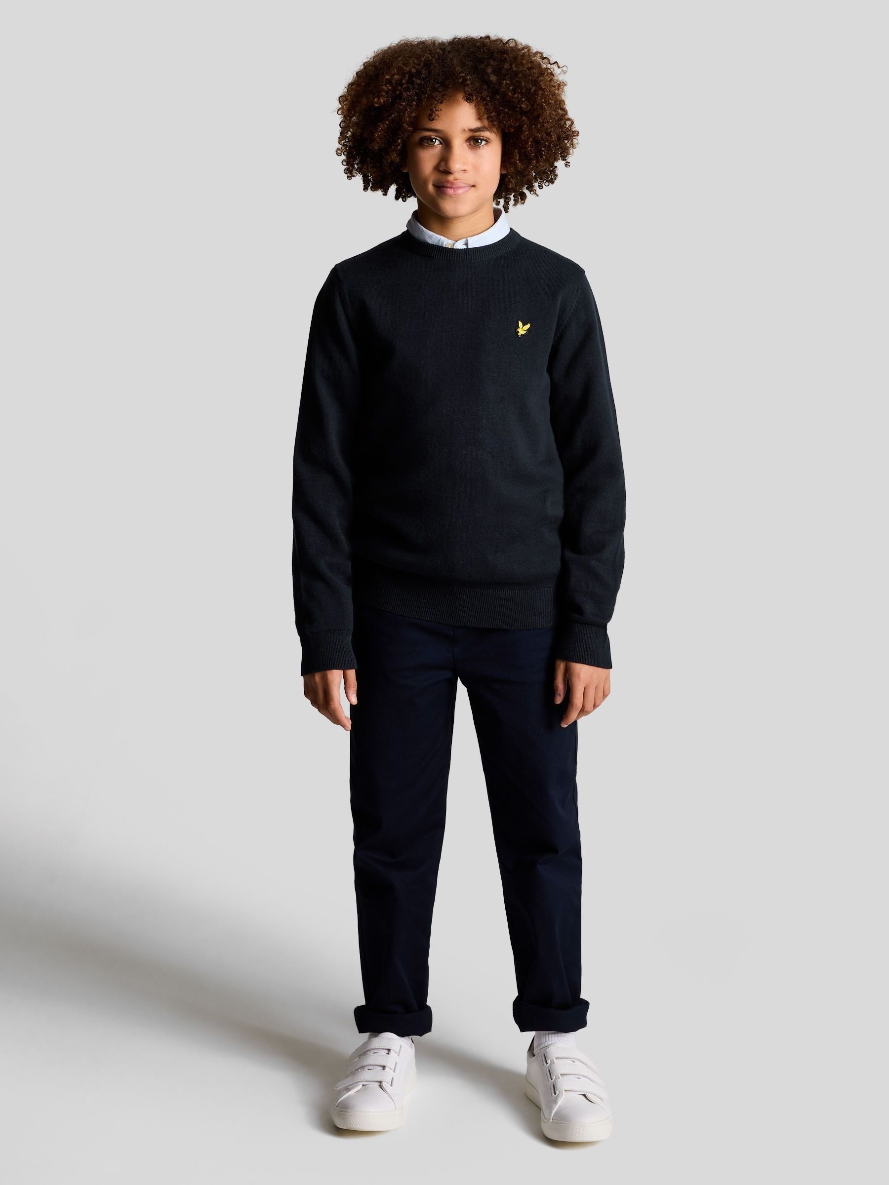 Lyle & Scott Navy Blue Boys Crew Neck Knitted 100% Cotton Jumper - Image 2 of 5