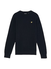 Lyle & Scott Navy Blue Boys Crew Neck Knitted 100% Cotton Jumper - Image 3 of 5