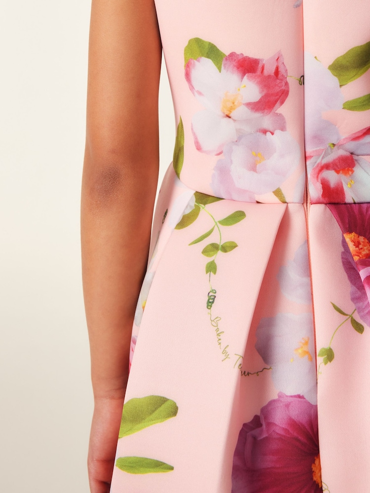 Baker by Ted Baker Apricot Orange Floral Scuba Dress - Image 6 of 11